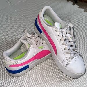 Puma Women's White Sneakers with Neon Accents